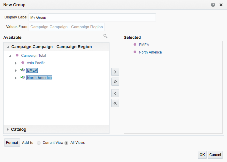 An image showing the completed New Group dialog.