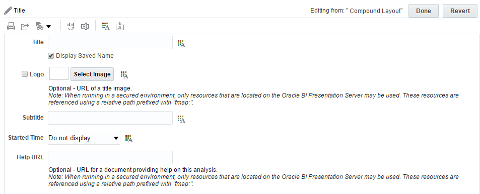 This image shows the screen for changing the report title
