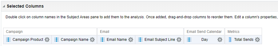 An image showing the selected columns added to the analysis editor