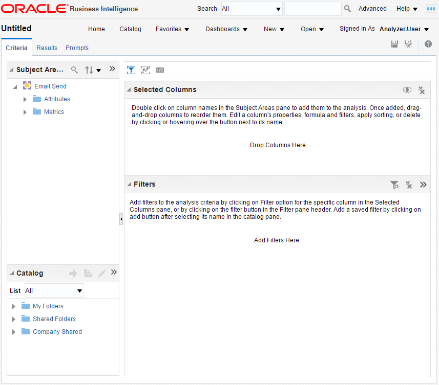 This image shows the Analysis canvas we will use to create our report