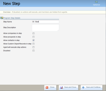 An image of the New Step window