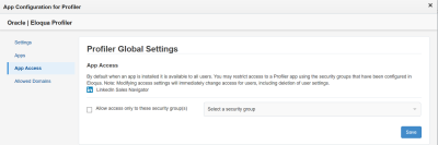 An image of selecting security group access to the Profiler app