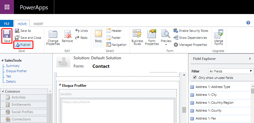 An image of where to save and publish your changes