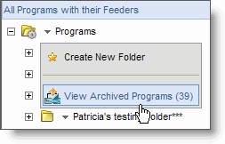 An image of a drop-down menu with View Archived Programs highlighted.