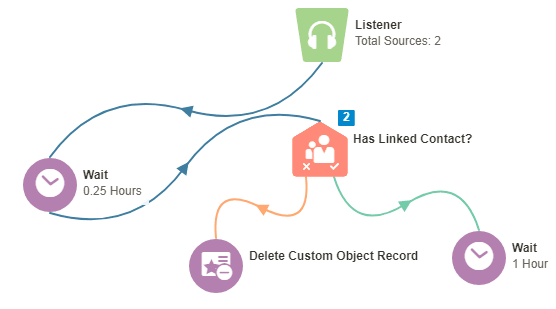 An image showing an example program to delete custom object records