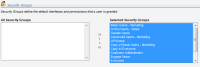 An image of the Security Groups section with all security groups added to the Selected Security Groups field.