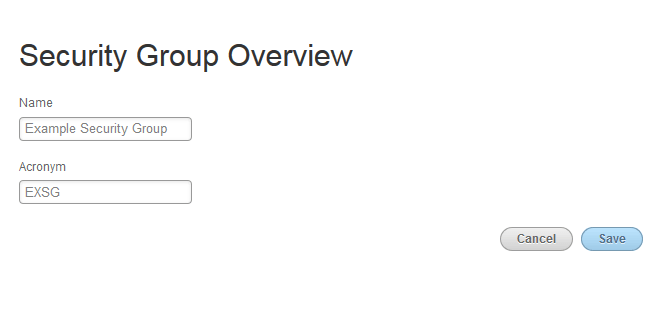 An image of the New Security Group Overview configuration window.
