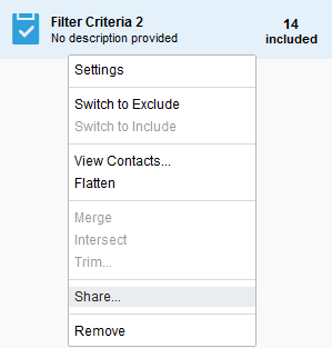 An image of a shortcut menu with Share highlighted.