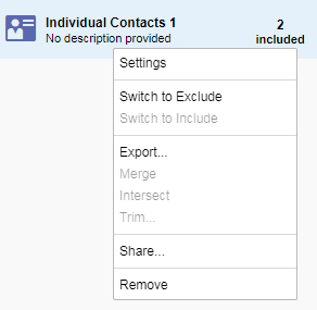 An image of an Individual Contacts list