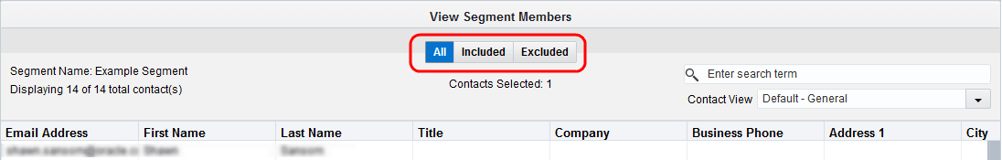 An image of the All, Included, and Excluded tabs.