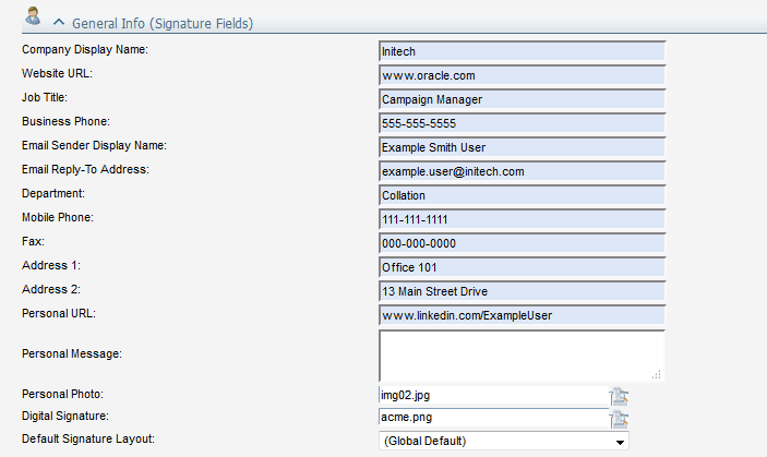 An image of the General info section.