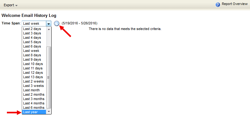 An image of the time span drop-down box.