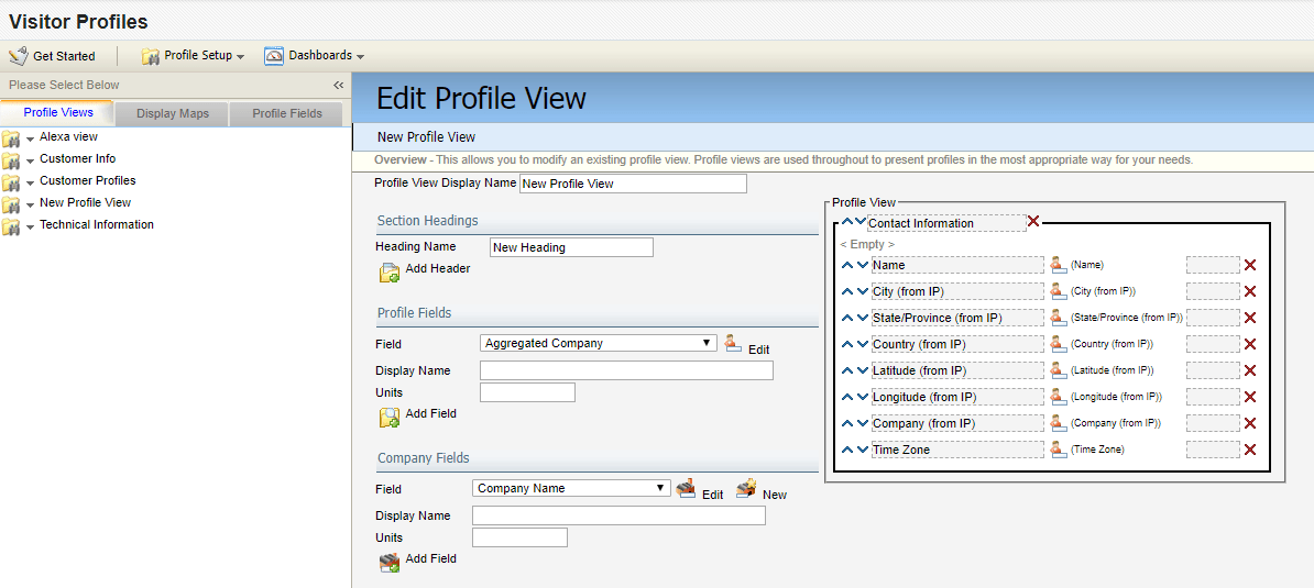 An image showing a completed Visitor Profile View