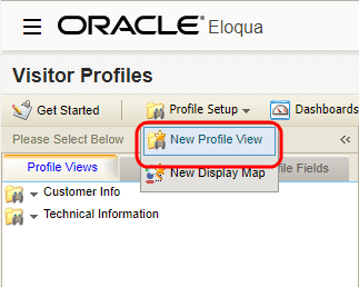 An image showing New Profile View setup