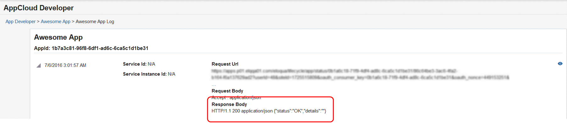 An image example of an app's logs An image example of an app's logs