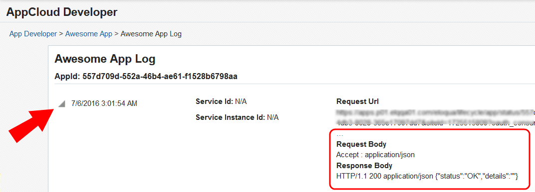 An image of an app's outbound log expanded An image of an app's outbound log expanded