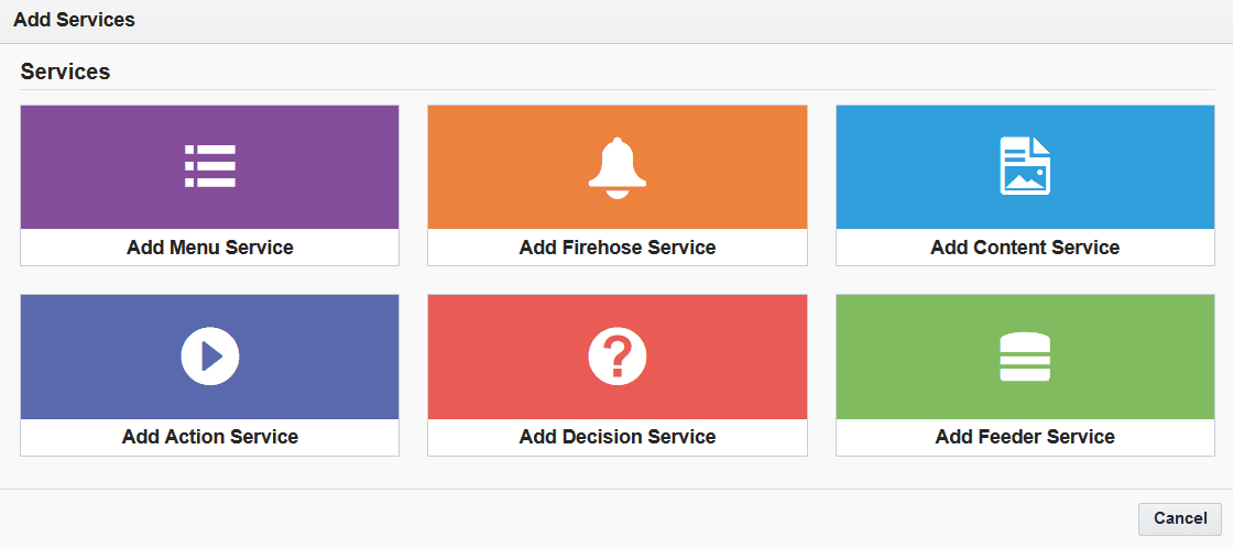 An image of the Add Services modal in Eloqua An image of the Add Services modal in Eloqua