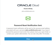 Image of the Password Reset Notification confirmation screen