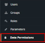 Image of the left-hand side bar highlighting data permissions
