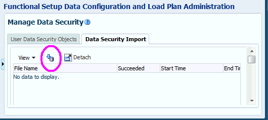 Bulk Load option on the Data Security Import dialog.