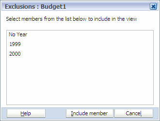 The Exclusions dialog box list all excluded members for an application.