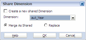 Shared Dimension dialog box.