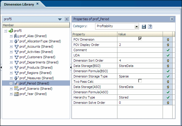 From the Application Settings tab, select the POV dimension, and then set the properties. You must identify the dimension as a POV dimension, and enter the POV Display Order, if there is more than one POV dimension.