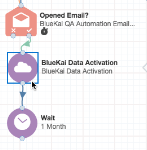BlueKai Data Activationが待機ステップに関連付けられているキャンペーン・キャンバスのイメージです