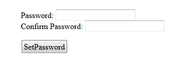 ランディング・ページにレンダリングされた後のパスワードの設定ウィジェットのイメージです。