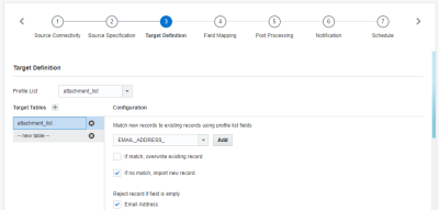 Bild des Schrittes "Zieldefinition" des Connect-Importassistenten