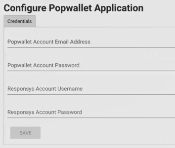 Screenshot der Seite zum Konfigurieren der Popwallet-App