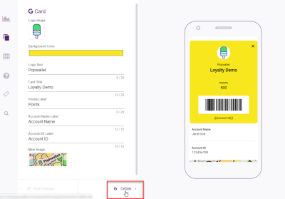 Screenshot, der die Kartenschnittstelle mit hervorgehobener Navigationsschaltfläche darstellt. Verwenden Sie die Navigationsschaltflächen, um die Detailseiten zu suchen, auf denen Sie benutzerdefinierte Attribute hinzufügen.