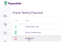 Screenshot, der die Auswahl einer Popcard aus der Popcards-Auswahl darstellt.