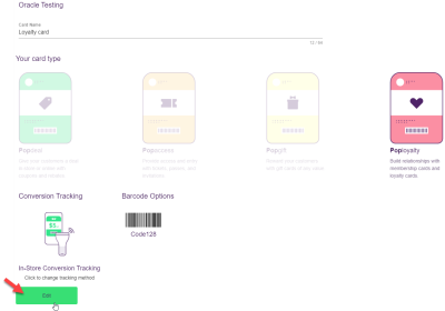 Screenshot, der eine Popcard-Beispielseite darstellt. Hier klicken Sie auf die Schaltfläche "Edit", um auf die Seiten mit den Popcard-Einstellungen zuzugreifen.