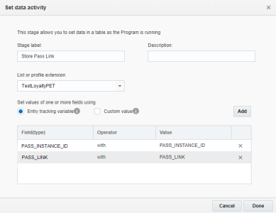 Ein Bild der Aktivität "Set data"