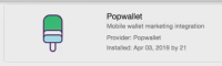 Captura de pantalla de la opción Popwallet en la página Gestión de aplicaciones