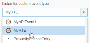 Captura de pantalla que muestra el evento personalizado en tiempo real elegido