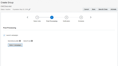 Image des sélections post-traitement pour un groupe Connect