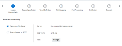 Immagine del passo Connettività di origine dell'importazione guidata di Connect