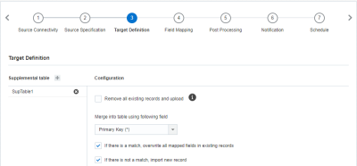 Immagine del passo Definizione target dell'importazione guidata Connect