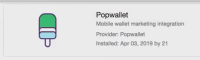 「アプリ管理」ページのPopwallet選択のスクリーンショット