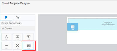 顯示使用「設計編輯器」將程式碼區塊新增至電子郵件的影像