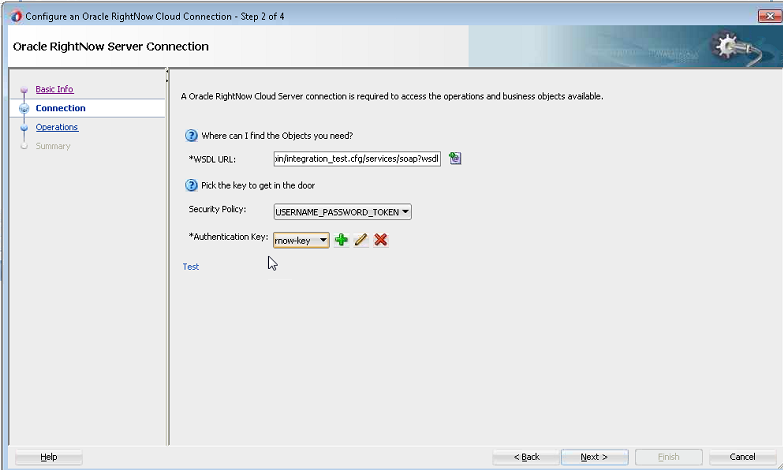 Description of "Figure 3-15 Oracle RightNow Adapter Connection Screen" follows