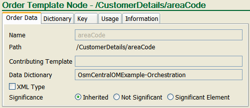 Shows data significance specified in order template.
