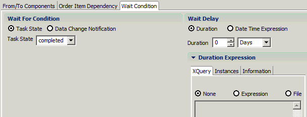 Shows wait condition options in Design Studio