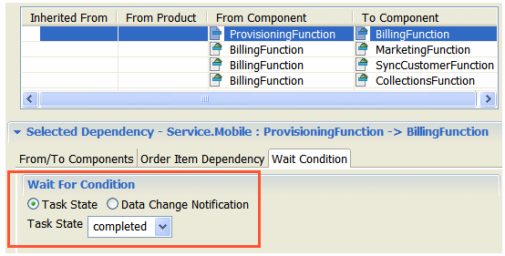 Shows a wait condition defined in Design Studio