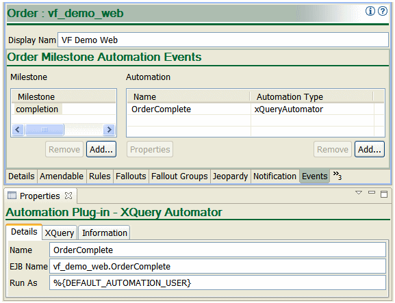 Shows an event notification based on an order milestone
