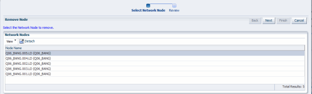 Shows the Select Network Node area