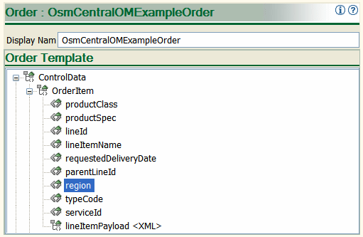 Shows the control data in an order template