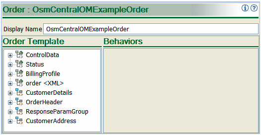 Shows an order template.
